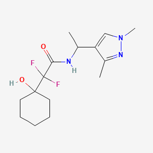molecular formula C15H23F2N3O2 B6707279 N-[1-(1,3-dimethylpyrazol-4-yl)ethyl]-2,2-difluoro-2-(1-hydroxycyclohexyl)acetamide 