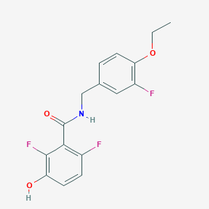 molecular formula C16H14F3NO3 B6707290 N-[(4-ethoxy-3-fluorophenyl)methyl]-2,6-difluoro-3-hydroxybenzamide 
