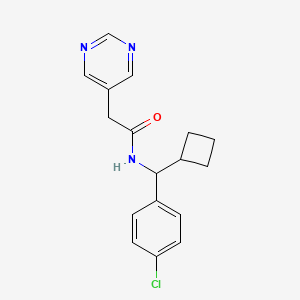 molecular formula C17H18ClN3O B6707320 N-[(4-chlorophenyl)-cyclobutylmethyl]-2-pyrimidin-5-ylacetamide 