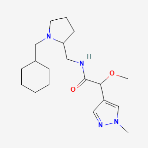 molecular formula C19H32N4O2 B6707498 N-[[1-(cyclohexylmethyl)pyrrolidin-2-yl]methyl]-2-methoxy-2-(1-methylpyrazol-4-yl)acetamide 