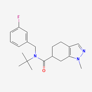 molecular formula C20H26FN3O B6707522 N-tert-butyl-N-[(3-fluorophenyl)methyl]-1-methyl-4,5,6,7-tetrahydroindazole-6-carboxamide 