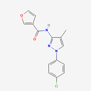 molecular formula C15H12ClN3O2 B6707643 N-[1-(4-chlorophenyl)-4-methylpyrazol-3-yl]furan-3-carboxamide 