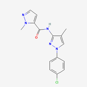 molecular formula C15H14ClN5O B6707660 N-[1-(4-chlorophenyl)-4-methylpyrazol-3-yl]-2-methylpyrazole-3-carboxamide 