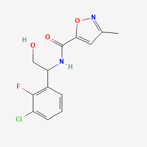 molecular formula C13H12ClFN2O3 B6707683 N-[1-(3-chloro-2-fluorophenyl)-2-hydroxyethyl]-3-methyl-1,2-oxazole-5-carboxamide 