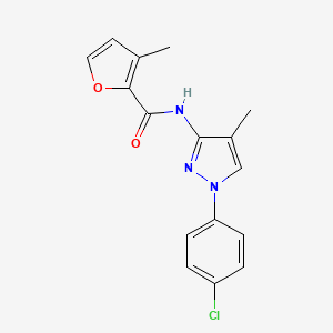 molecular formula C16H14ClN3O2 B6707711 N-[1-(4-chlorophenyl)-4-methylpyrazol-3-yl]-3-methylfuran-2-carboxamide 