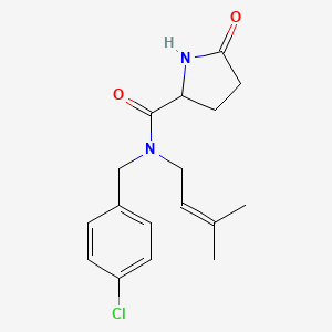 molecular formula C17H21ClN2O2 B6707753 N-[(4-chlorophenyl)methyl]-N-(3-methylbut-2-enyl)-5-oxopyrrolidine-2-carboxamide 