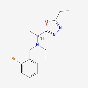 molecular formula C15H20BrN3O B6707776 N-[(2-bromophenyl)methyl]-N-ethyl-1-(5-ethyl-1,3,4-oxadiazol-2-yl)ethanamine 