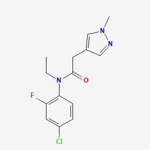 molecular formula C14H15ClFN3O B6708014 N-(4-chloro-2-fluorophenyl)-N-ethyl-2-(1-methylpyrazol-4-yl)acetamide 