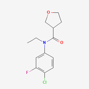 molecular formula C13H15ClFNO2 B6708023 N-(4-chloro-3-fluorophenyl)-N-ethyloxolane-3-carboxamide 