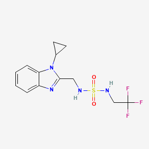molecular formula C13H15F3N4O2S B6708199 N-[(1-cyclopropylbenzimidazol-2-yl)methylsulfamoyl]-2,2,2-trifluoroethanamine 