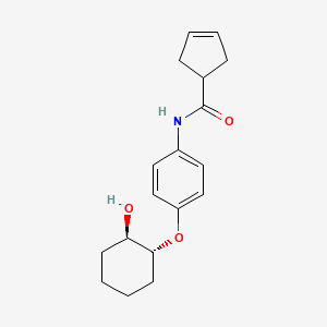 molecular formula C18H23NO3 B6708203 N-[4-[(1R,2R)-2-hydroxycyclohexyl]oxyphenyl]cyclopent-3-ene-1-carboxamide 