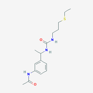 molecular formula C16H25N3O2S B6708226 N-[3-[1-(3-ethylsulfanylpropylcarbamoylamino)ethyl]phenyl]acetamide 