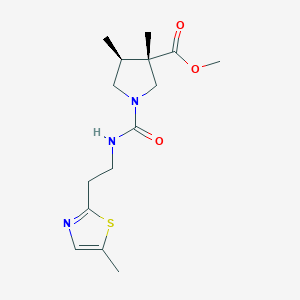 molecular formula C15H23N3O3S B6708242 methyl (3S,4S)-3,4-dimethyl-1-[2-(5-methyl-1,3-thiazol-2-yl)ethylcarbamoyl]pyrrolidine-3-carboxylate 