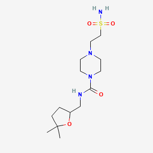 molecular formula C14H28N4O4S B6708384 N-[(5,5-dimethyloxolan-2-yl)methyl]-4-(2-sulfamoylethyl)piperazine-1-carboxamide 