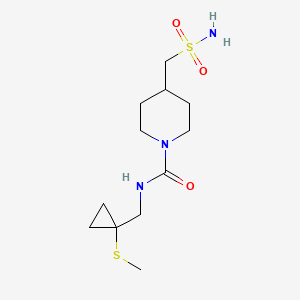 molecular formula C12H23N3O3S2 B6708516 N-[(1-methylsulfanylcyclopropyl)methyl]-4-(sulfamoylmethyl)piperidine-1-carboxamide 