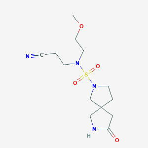 molecular formula C13H22N4O4S B6708619 N-(2-cyanoethyl)-N-(2-methoxyethyl)-8-oxo-2,7-diazaspiro[4.4]nonane-2-sulfonamide 