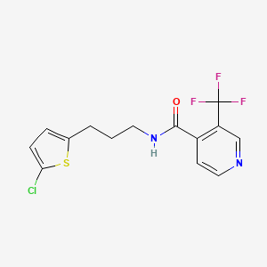 molecular formula C14H12ClF3N2OS B6708691 N-[3-(5-chlorothiophen-2-yl)propyl]-3-(trifluoromethyl)pyridine-4-carboxamide 