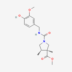 molecular formula C17H24N2O5 B6708709 methyl (3S,4S)-1-[(4-hydroxy-3-methoxyphenyl)methylcarbamoyl]-3,4-dimethylpyrrolidine-3-carboxylate 