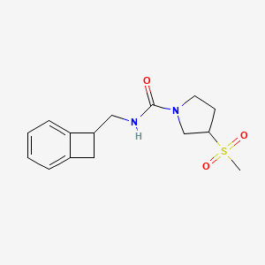 molecular formula C15H20N2O3S B6708775 N-(7-bicyclo[4.2.0]octa-1,3,5-trienylmethyl)-3-methylsulfonylpyrrolidine-1-carboxamide 