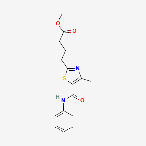 molecular formula C16H18N2O3S B6708793 Methyl 4-[4-methyl-5-(phenylcarbamoyl)-1,3-thiazol-2-yl]butanoate 