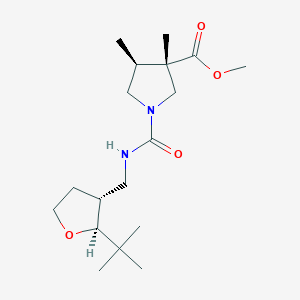 molecular formula C18H32N2O4 B6708810 methyl (3S,4S)-1-[[(2S,3R)-2-tert-butyloxolan-3-yl]methylcarbamoyl]-3,4-dimethylpyrrolidine-3-carboxylate 