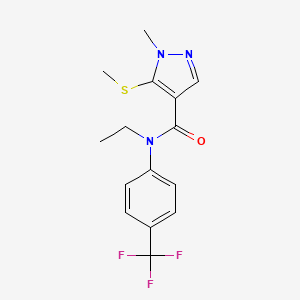 molecular formula C15H16F3N3OS B6708993 N-ethyl-1-methyl-5-methylsulfanyl-N-[4-(trifluoromethyl)phenyl]pyrazole-4-carboxamide 