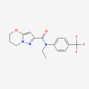 molecular formula C16H16F3N3O2 B6708994 N-ethyl-N-[4-(trifluoromethyl)phenyl]-6,7-dihydro-5H-pyrazolo[5,1-b][1,3]oxazine-2-carboxamide 