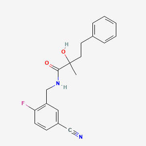 molecular formula C19H19FN2O2 B6709107 N-[(5-cyano-2-fluorophenyl)methyl]-2-hydroxy-2-methyl-4-phenylbutanamide 