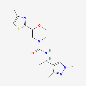 molecular formula C16H23N5O2S B6709123 N-[1-(1,3-dimethylpyrazol-4-yl)ethyl]-2-(4-methyl-1,3-thiazol-2-yl)morpholine-4-carboxamide 
