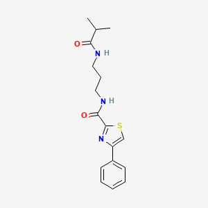 molecular formula C17H21N3O2S B6709130 N-[3-(2-methylpropanoylamino)propyl]-4-phenyl-1,3-thiazole-2-carboxamide 