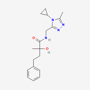 molecular formula C18H24N4O2 B6709139 N-[(4-cyclopropyl-5-methyl-1,2,4-triazol-3-yl)methyl]-2-hydroxy-2-methyl-4-phenylbutanamide 