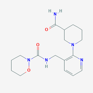 molecular formula C17H25N5O3 B6709445 N-[[2-(3-carbamoylpiperidin-1-yl)pyridin-3-yl]methyl]oxazinane-2-carboxamide 
