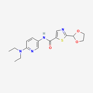 molecular formula C16H20N4O3S B6709572 N-[6-(diethylamino)pyridin-3-yl]-2-(1,3-dioxolan-2-yl)-1,3-thiazole-5-carboxamide 