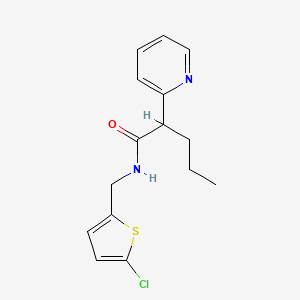 molecular formula C15H17ClN2OS B6709580 N-[(5-chlorothiophen-2-yl)methyl]-2-pyridin-2-ylpentanamide 