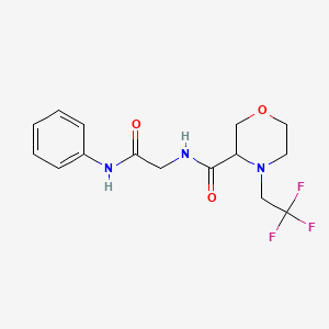 molecular formula C15H18F3N3O3 B6709588 N-(2-anilino-2-oxoethyl)-4-(2,2,2-trifluoroethyl)morpholine-3-carboxamide 