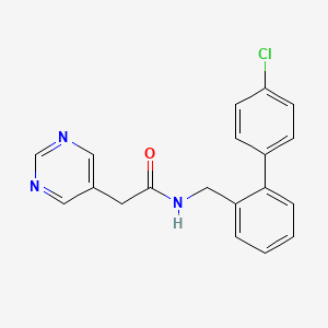 molecular formula C19H16ClN3O B6709631 N-[[2-(4-chlorophenyl)phenyl]methyl]-2-pyrimidin-5-ylacetamide 