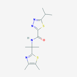 molecular formula C14H20N4OS2 B6709739 N-[2-(4,5-dimethyl-1,3-thiazol-2-yl)propan-2-yl]-5-propan-2-yl-1,3,4-thiadiazole-2-carboxamide 