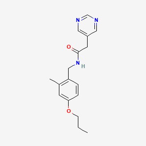 molecular formula C17H21N3O2 B6709807 N-[(2-methyl-4-propoxyphenyl)methyl]-2-pyrimidin-5-ylacetamide 