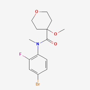 molecular formula C14H17BrFNO3 B6709847 N-(4-bromo-2-fluorophenyl)-4-methoxy-N-methyloxane-4-carboxamide 