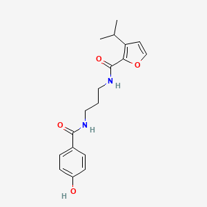 molecular formula C18H22N2O4 B6709894 N-[3-[(4-hydroxybenzoyl)amino]propyl]-3-propan-2-ylfuran-2-carboxamide 