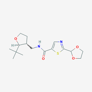molecular formula C16H24N2O4S B6709953 N-[[(2S,3R)-2-tert-butyloxolan-3-yl]methyl]-2-(1,3-dioxolan-2-yl)-1,3-thiazole-5-carboxamide 