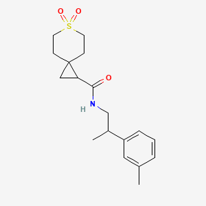 molecular formula C18H25NO3S B6710303 N-[2-(3-methylphenyl)propyl]-6,6-dioxo-6lambda6-thiaspiro[2.5]octane-2-carboxamide 