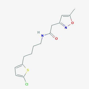 molecular formula C14H17ClN2O2S B6710501 N-[4-(5-chlorothiophen-2-yl)butyl]-2-(5-methyl-1,2-oxazol-3-yl)acetamide 