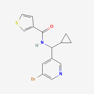molecular formula C14H13BrN2OS B6710538 N-[(5-bromopyridin-3-yl)-cyclopropylmethyl]thiophene-3-carboxamide 