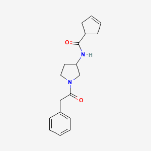 molecular formula C18H22N2O2 B6710556 N-[1-(2-phenylacetyl)pyrrolidin-3-yl]cyclopent-3-ene-1-carboxamide 