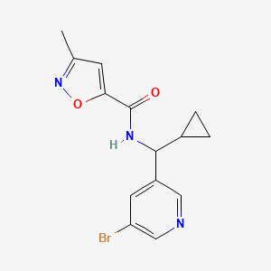 molecular formula C14H14BrN3O2 B6710565 N-[(5-bromopyridin-3-yl)-cyclopropylmethyl]-3-methyl-1,2-oxazole-5-carboxamide 