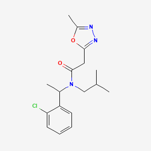molecular formula C17H22ClN3O2 B6710653 N-[1-(2-chlorophenyl)ethyl]-2-(5-methyl-1,3,4-oxadiazol-2-yl)-N-(2-methylpropyl)acetamide 