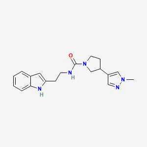 molecular formula C19H23N5O B6710829 N-[2-(1H-indol-2-yl)ethyl]-3-(1-methylpyrazol-4-yl)pyrrolidine-1-carboxamide 