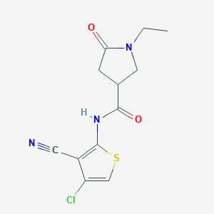 molecular formula C12H12ClN3O2S B6710872 N-(4-chloro-3-cyanothiophen-2-yl)-1-ethyl-5-oxopyrrolidine-3-carboxamide 