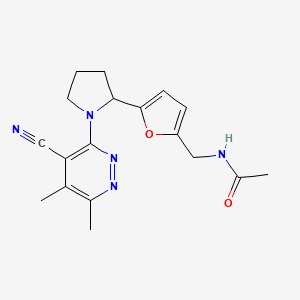 molecular formula C18H21N5O2 B6710921 N-[[5-[1-(4-cyano-5,6-dimethylpyridazin-3-yl)pyrrolidin-2-yl]furan-2-yl]methyl]acetamide 